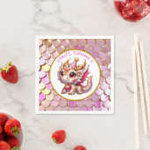 Serviette En Papier Dragon Thème Pink and Gold Personnalisé Anniversai (En situation)
