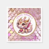 Serviette En Papier Dragon Thème Pink and Gold Personnalisé Anniversai (Devant)