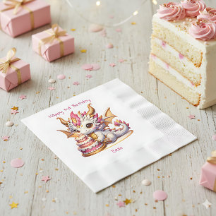 Serviette En Papier Dragon Thème Pink and Gold Personnalisé Anniversai