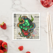 Serviette En Papier Dragon vert (En situation)