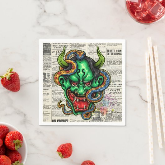 Serviette En Papier Dragon vert (En situation)