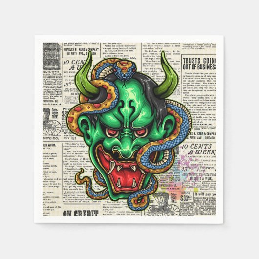 Serviette En Papier Dragon vert (Devant)