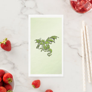 Serviette En Papier Dragon volant vert 
