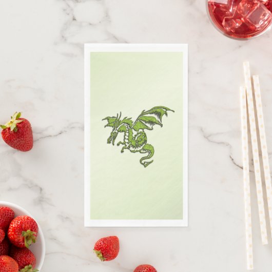 Serviette En Papier Dragon volant vert (En situation)