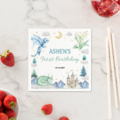 Serviette En Papier Dragon Watercolor Boy Birthday Napkin (En situation)