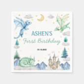 Serviette En Papier Dragon Watercolor Boy Birthday Napkin (Devant)