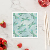 Serviette En Papier Dragonflies Boho en bleu (En situation)
