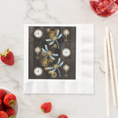 Serviette En Papier Dragonflies de Steampunk sur arrière - plan rayé b (En situation)