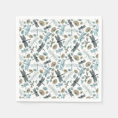 Serviette En Papier Dragonflies Fleurs Blues Grey Motif (Devant)