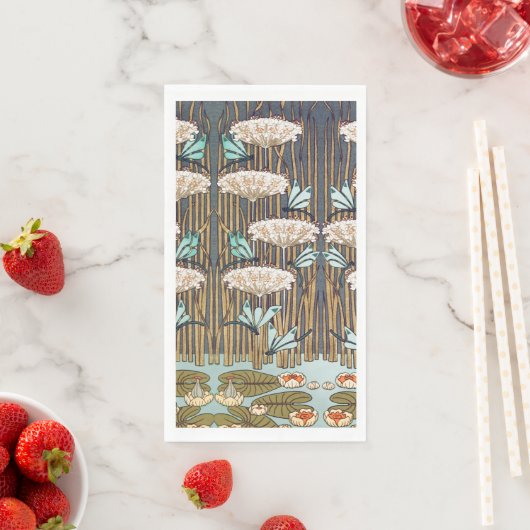 Serviette En Papier Dragonflies Water Lilies Marais Art Nouveau (En situation)
