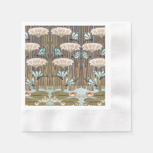 Serviette En Papier Dragonflies Water Lilies Marais Art Nouveau (Devant)