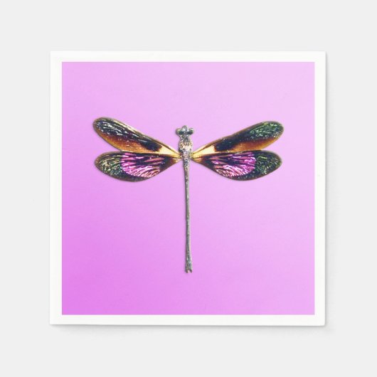 Serviette En Papier Dragonfly - argent, or, violet et noir (Devant)