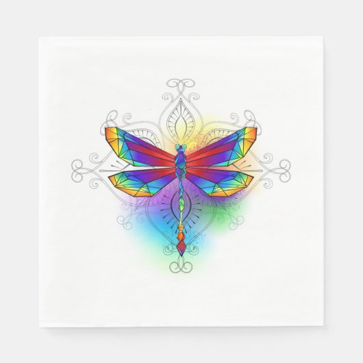 Serviette En Papier Dragonfly en arc-en-ciel (Devant)