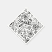 Serviette En Papier Dragonfly et doodle de fleurs (Coin)