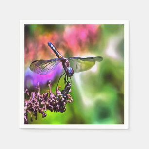 Serviette En Papier Dragonfly In Green and Blue Réaliste Painting