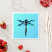 Serviette En Papier Dragonfly japonaise vintage, bleu turquoise (En situation)