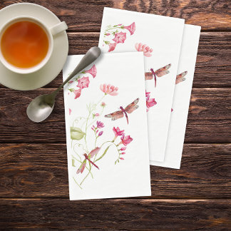 Serviette En Papier Dragonfly rose