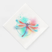 Serviette En Papier Dragonfly rouge sur l'arrière - plan aquarelle (Coin)