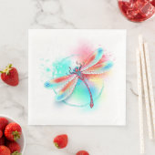 Serviette En Papier Dragonfly rouge sur l'arrière - plan aquarelle (En situation)