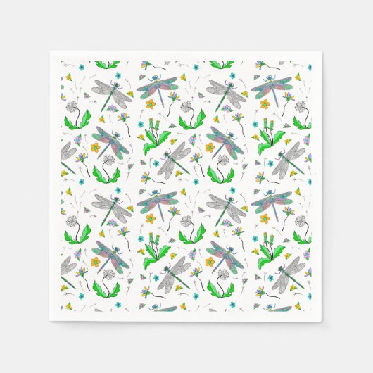 Serviette En Papier Dragonlies et Dandelions (Devant)