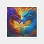 Serviette En Papier Dragons colorés en amour (Devant)