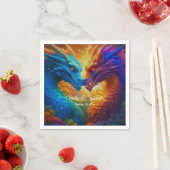Serviette En Papier Dragons colorés en amour (En situation)