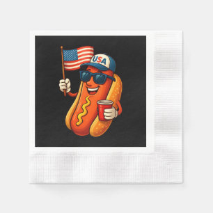 Serviette En Papier Drapeau 4 juillet Hotdog Funny Patriotique USA