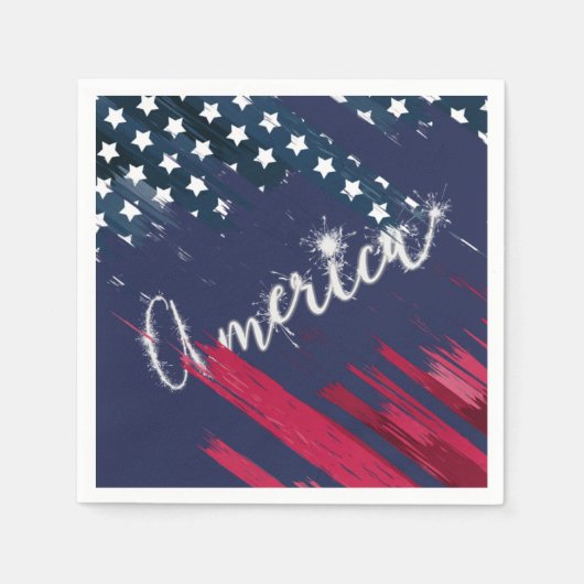 Serviette En Papier Drapeau 4 juillet Parti Sparkler (Devant)