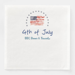Serviette En Papier Drapeau américain à l'aquarelle avec étoiles