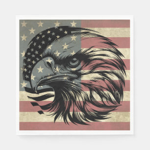 Serviette En Papier Drapeau Américain Aigle à tête blanche Patriotique