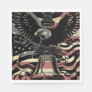 Serviette En Papier Drapeau Américain Aigle à tête blanche Patriotique