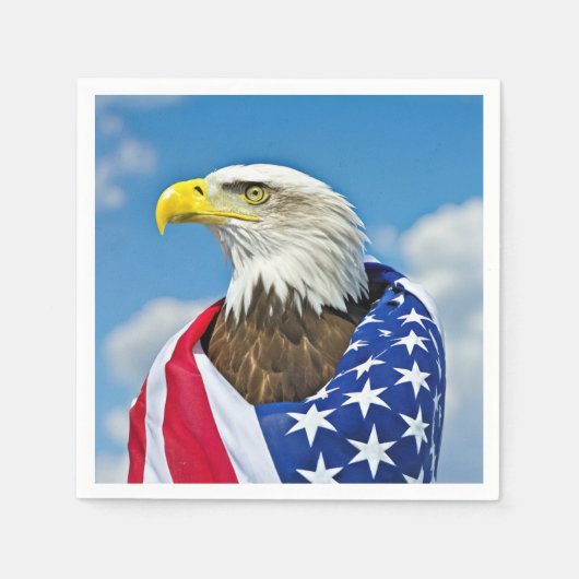 Serviette En Papier Drapeau Américain Avec Aigle Bald (Devant)