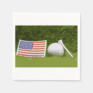 Serviette En Papier Drapeau américain avec balle de golf