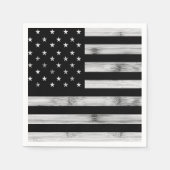 Serviette En Papier Drapeau américain Bois rustique Noir Blanc Patriot (Devant)