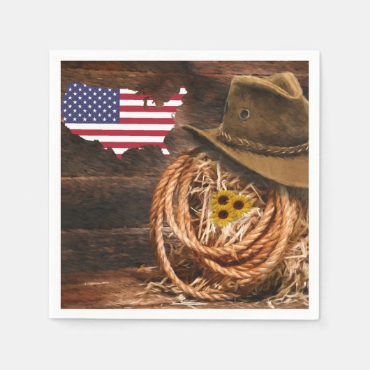 Serviette En Papier Drapeau américain Casquette lasso (Devant)
