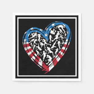 Serviette En Papier Drapeau américain - Coeur de football féminin