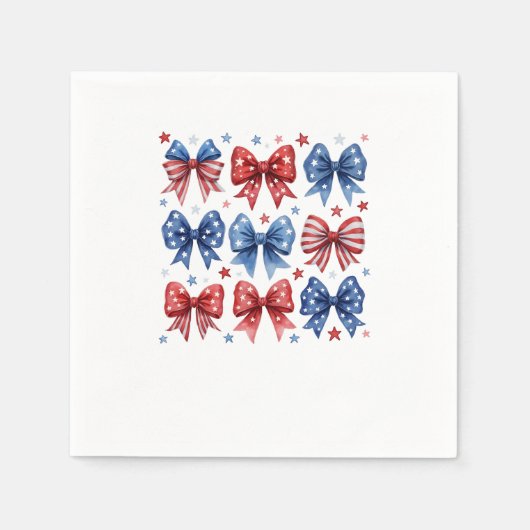 Serviette En Papier Drapeau américain Coquette Coquette Bow 4 juillet (Devant)