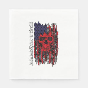 Serviette En Papier Drapeau américain crâne rouge Halloween Toiles d'a