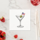 Serviette En Papier Drapeau Américain dans un Martini (En situation)