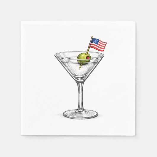 Serviette En Papier Drapeau Américain dans un Martini (Devant)