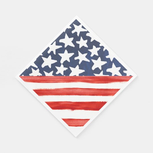 Serviette En Papier Drapeau américain Diagonal Red Stripe Star Festive (Coin)