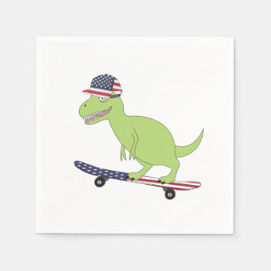 Serviette En Papier Drapeau américain Dinosaure Skate