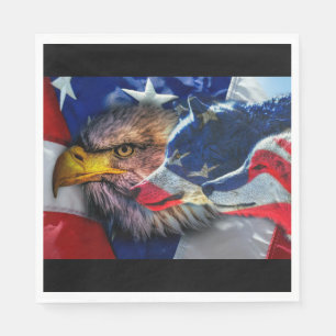 Serviette En Papier Drapeau américain du loup d'aigle chauve