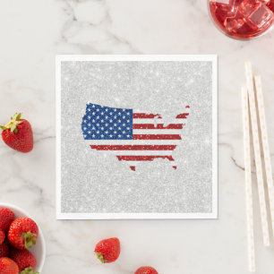 Serviette En Papier Drapeau américain étoiles et bandes 4 juillet Pail