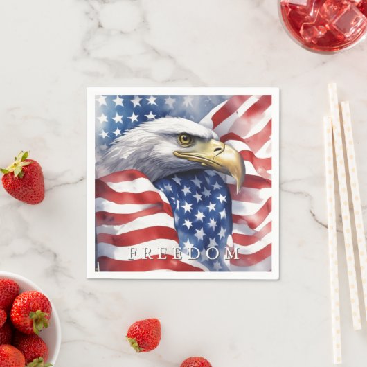 Serviette En Papier Drapeau américain Liberté Aigle Motivationnel Insp (En situation)