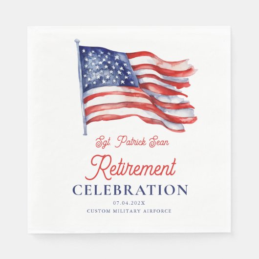 Serviette En Papier Drapeau américain moderne 4 juillet retraite de l' (Devant)