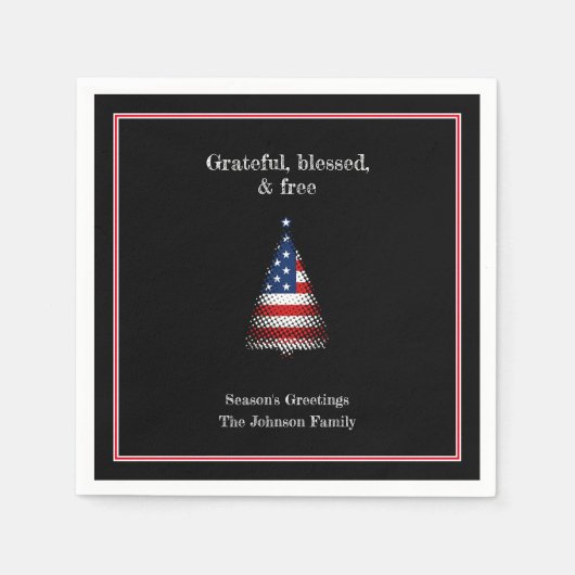 Serviette En Papier Drapeau américain personnalisé Arbre de Noël (Devant)