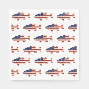 Serviette En Papier Drapeau américain poisson blanc