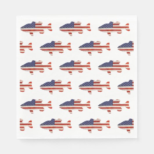 Serviette En Papier Drapeau américain poisson blanc (Devant)