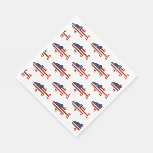 Serviette En Papier Drapeau américain poisson blanc (Coin)